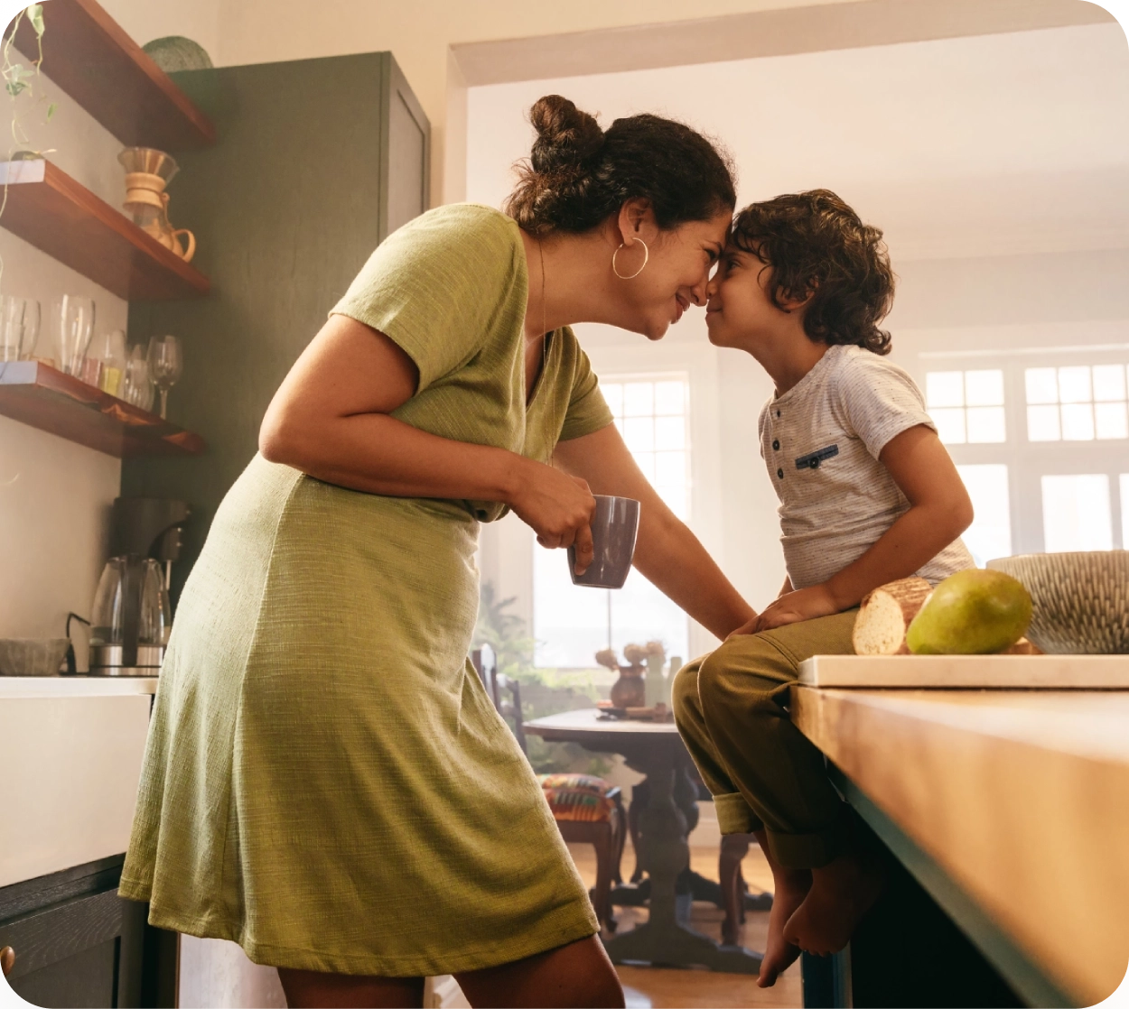 0003 Mom and son share a tender moment.